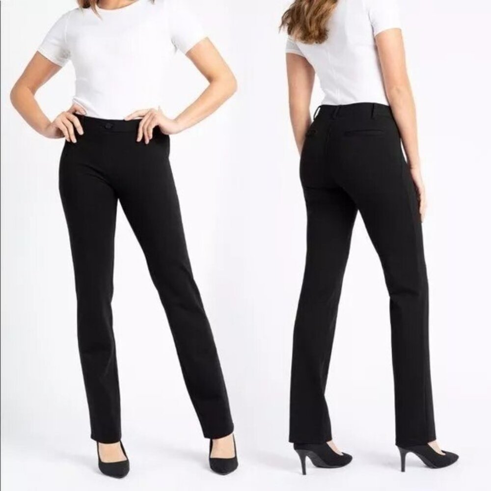 Betabrand Black Straight Leg Classic Dress Yoga Pants Women's Large
